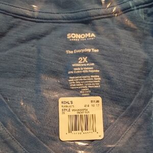 Sonoma Women's Plus Blue Tee 2X